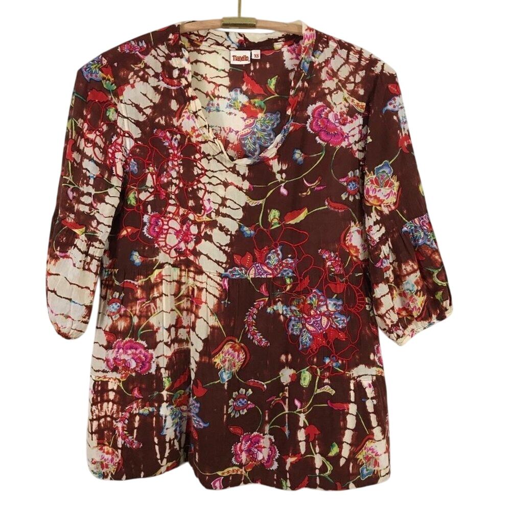 Tianello Shelby Floral Tie Dye Tunic SZ XS